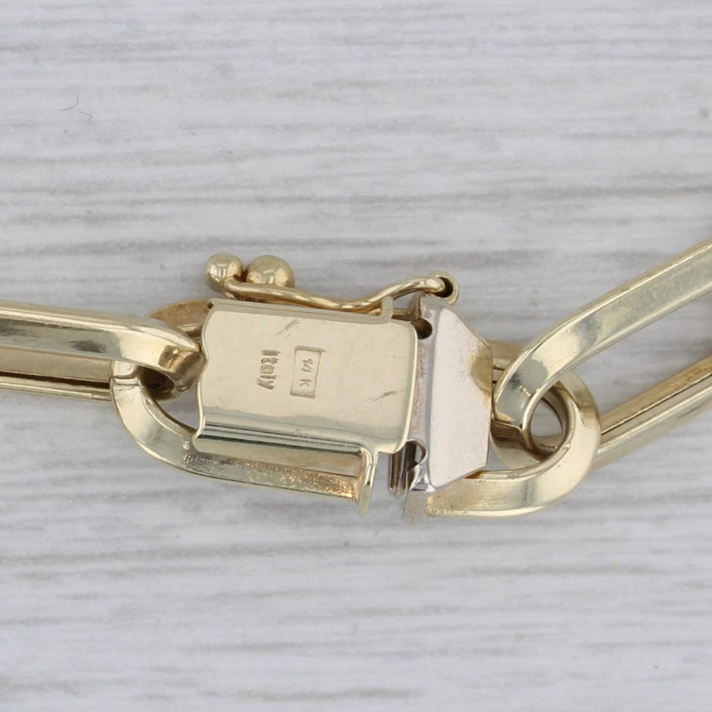 Gray Elongated Cable Chain Necklace 14k Yellow Gold 31.5" 7.6mm Brev
