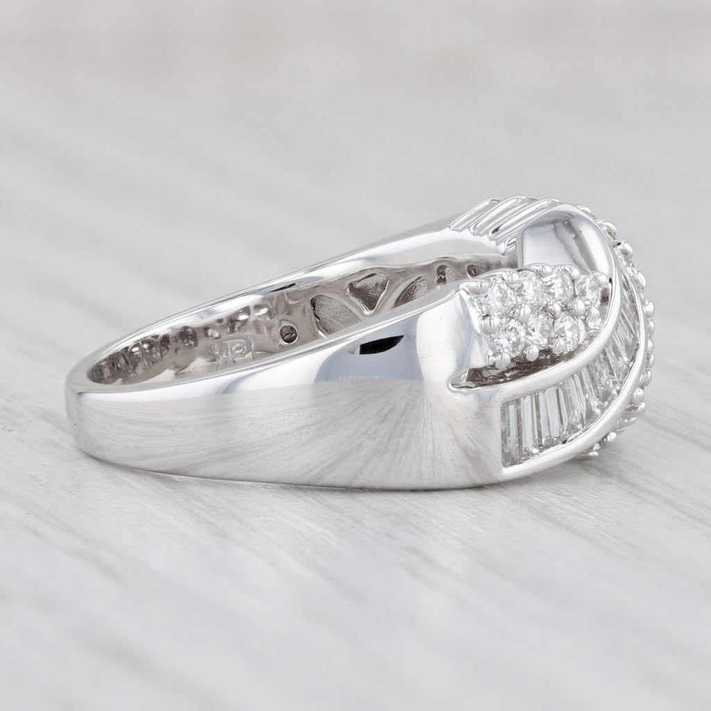 Light Gray 0.77ctw Diamond Cluster Ring 18k White Gold Size 7.25 Anniversary Band