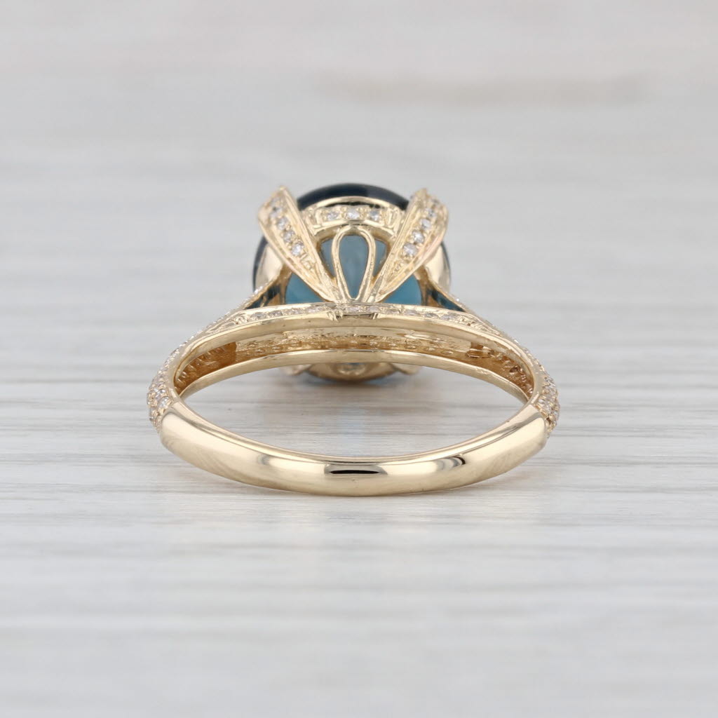 4.57ctw London Blue Topaz Diamond Ring 14k Yellow Gold Size 6.75 Cathedral