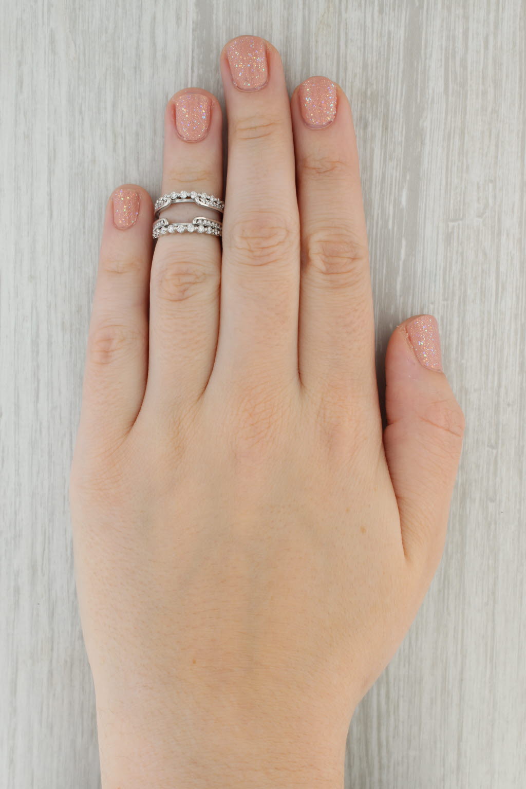 Tan 0.75ctw Diamond Ring Jacket Guard 14k White Gold Size 4 Wedding Band