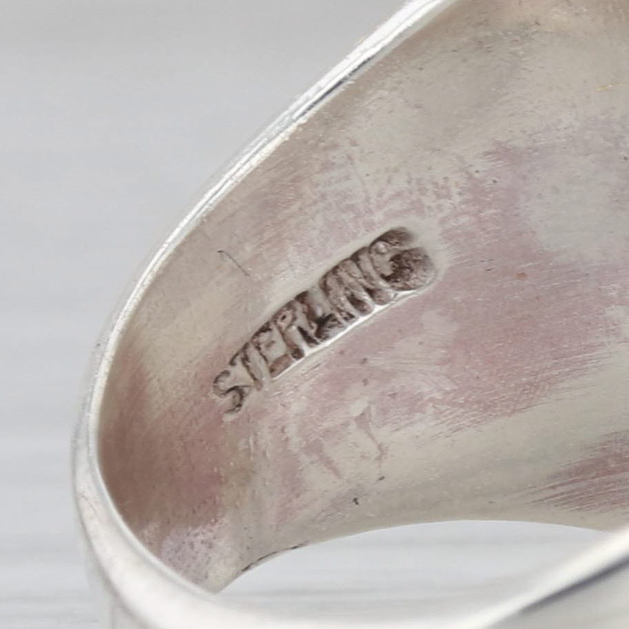 Stamped Butterfly Ring Sterling Silver Size 6.25 Statement Signet