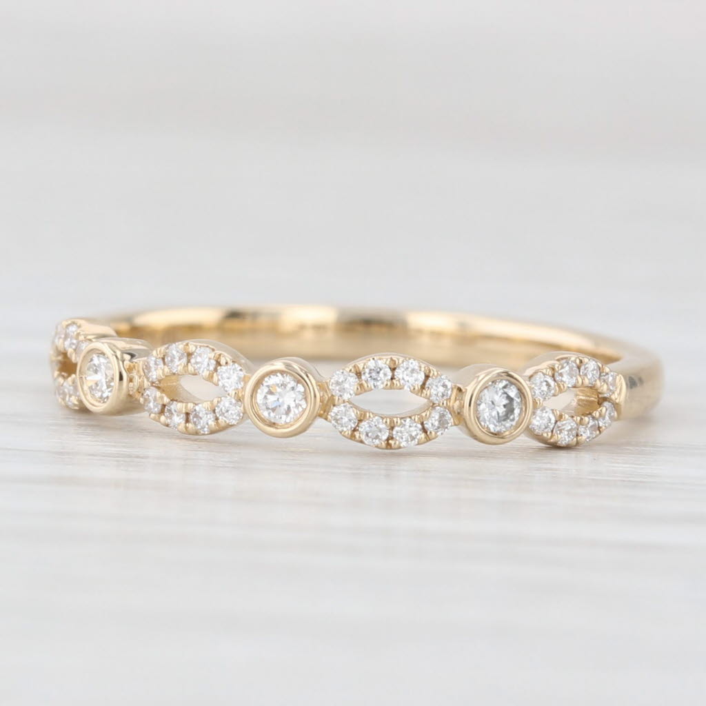 Light Gray New 0.16ctw Diamond Wedding Band 14k Yellow Gold Stackable Anniversary Ring 6.5