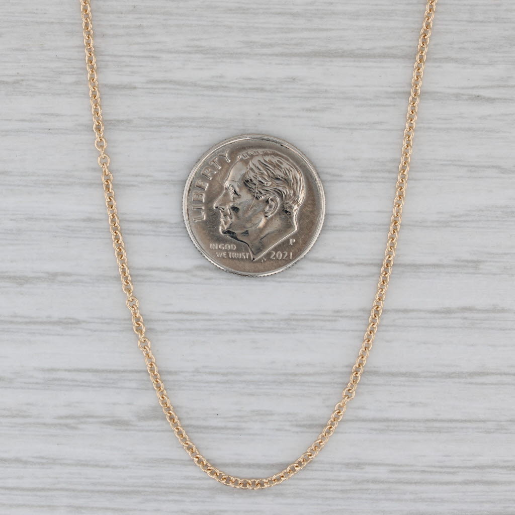 Gray Adjustable Cable Chain Necklace 14k Yellow Gold 16" 17" 18"