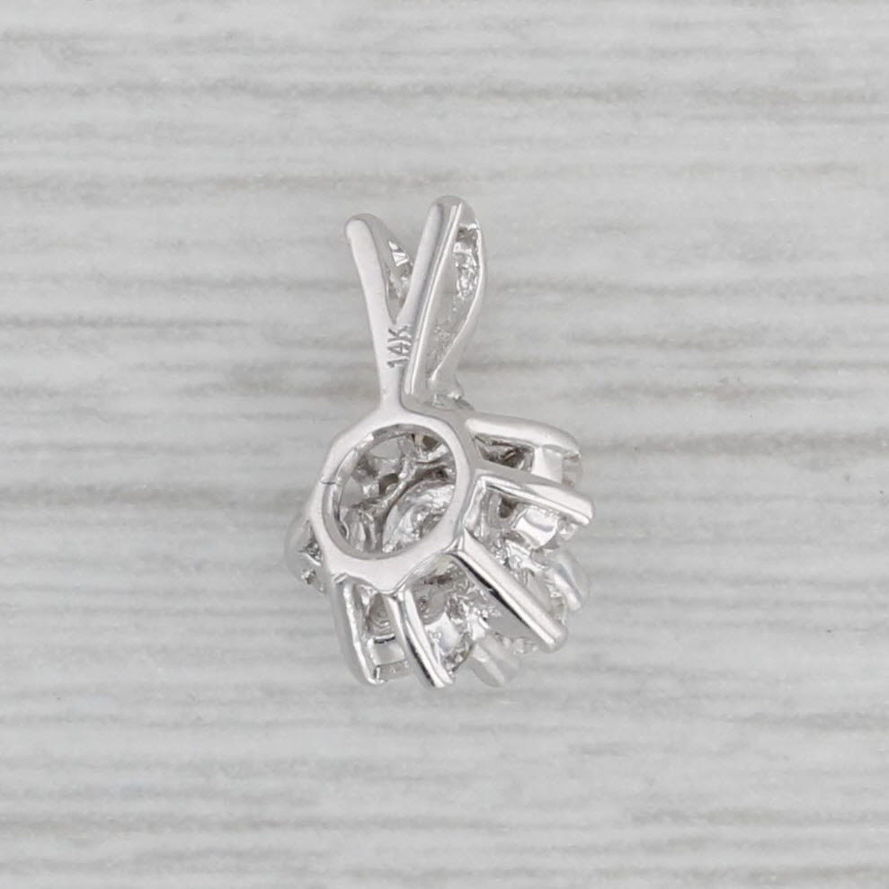 Gray 0.26ctw Diamond Flower Pendant 14k White Gold Small Drop