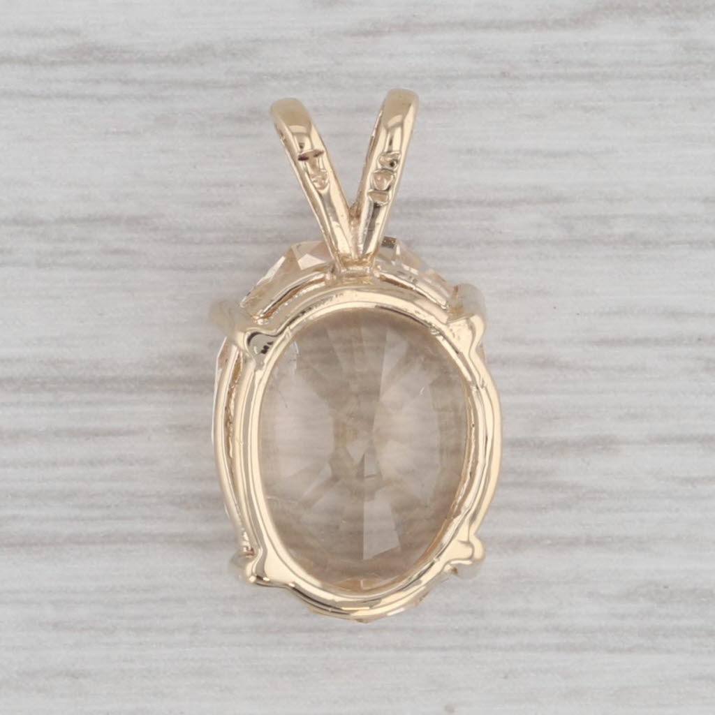 Gray 8.60ct Yellow Topaz Oval Solitaire Pendant 14k Yellow Gold