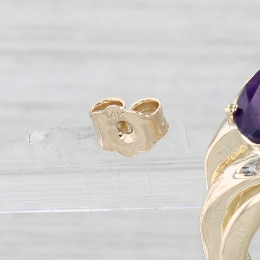 Light Gray 1.40ctw Amethyst Diamond Stud Earrings 10k Yellow Gold J-Hook