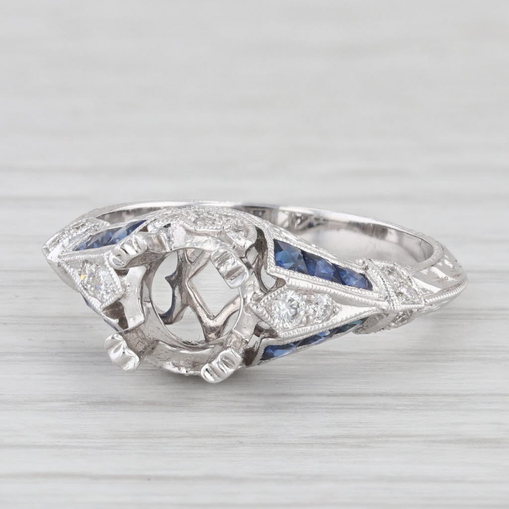 Light Gray New Sapphire Diamond Semi Mount Engagement Ring 18k Gold Size 6.5 Beverley K
