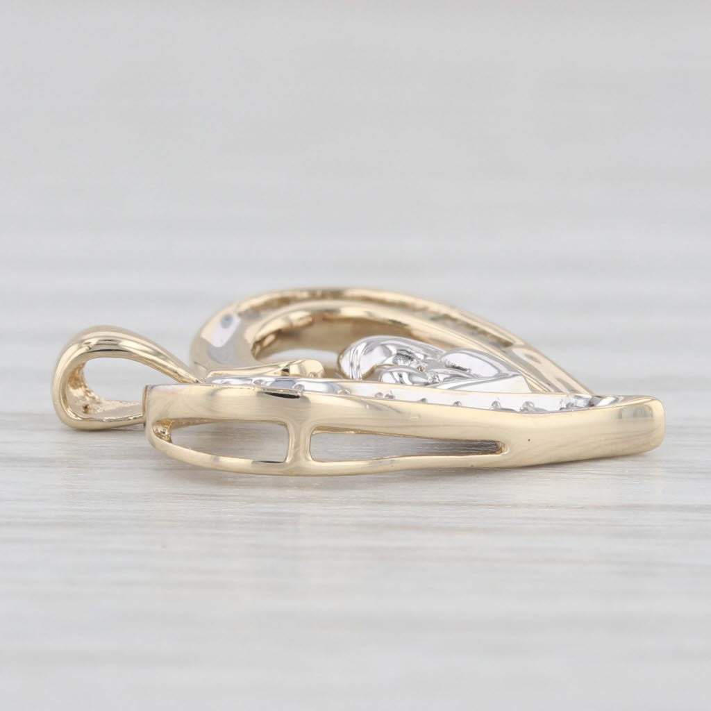 Light Gray 0.20ctw Diamond Mother Child Open Heart Pendant 10k Yellow White Gold