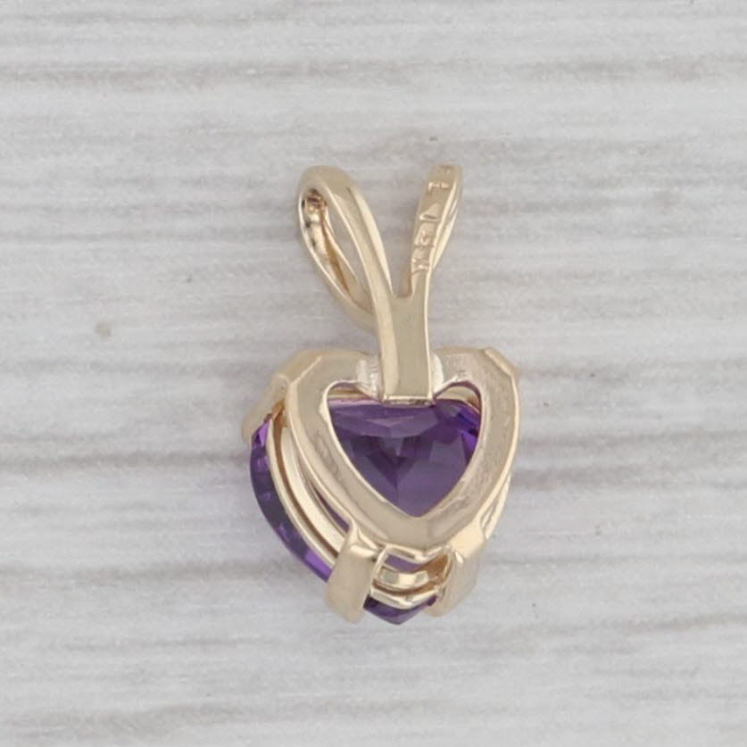 Gray 0.65ctw Amethyst Heart Pendant 14k Yellow Gold Small Drop