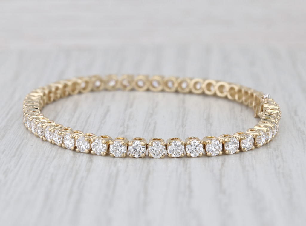 New 7.73ctw Lab Grown Diamond Tennis Bracelet 14k Yellow Gold 7" 3.5mm VS2 F-G