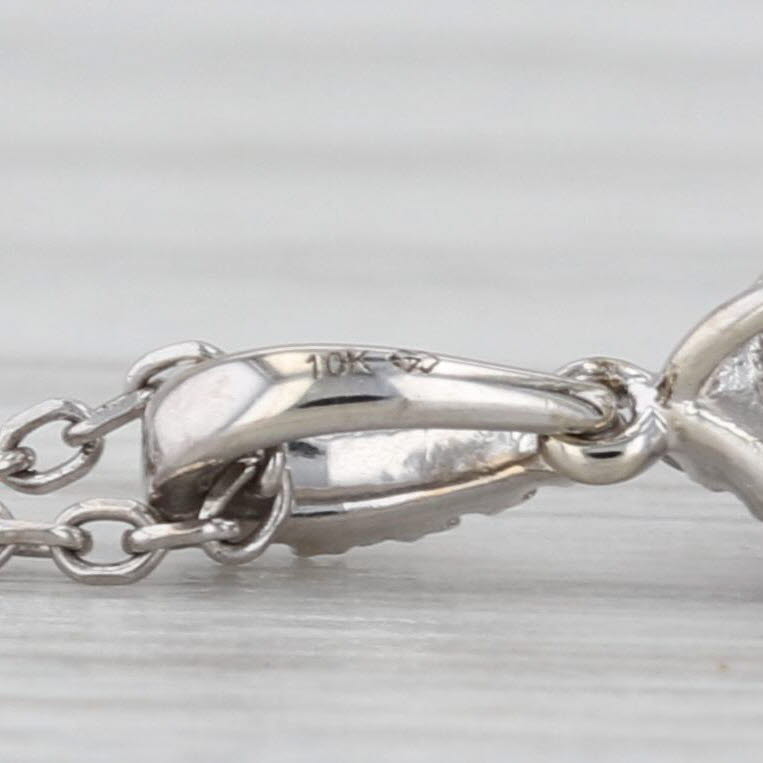 0.40ctw Diamond Halo Teardrop Pendant Necklace 10k White Gold 16-18" Cable Chain