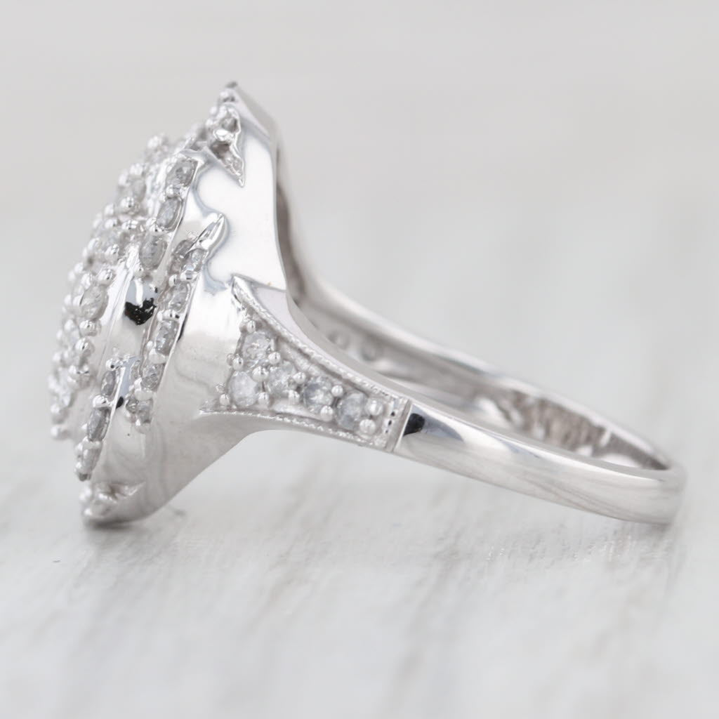 0.84ctw Diamond Cluster Flower Ring 10k White Gold Size 7