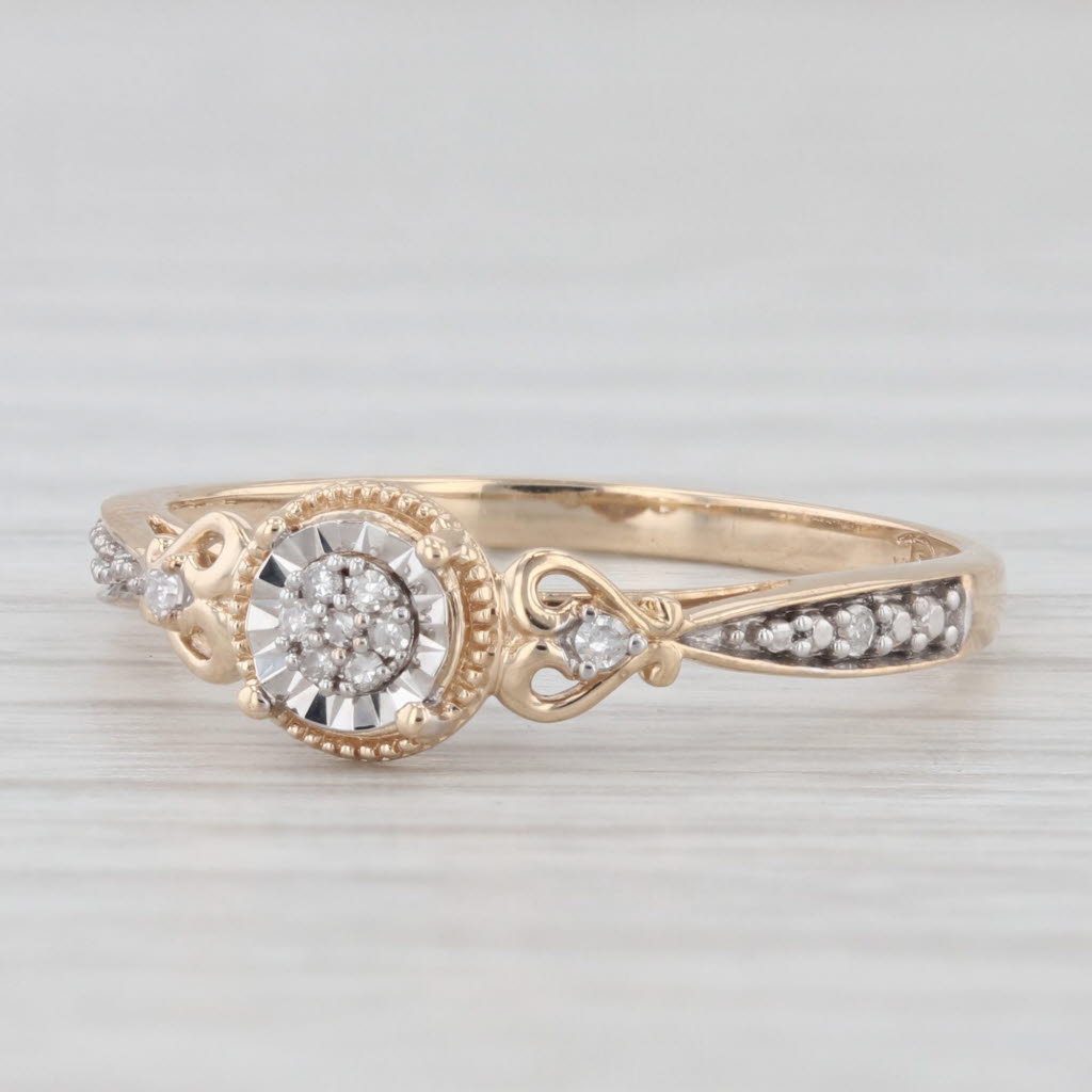 Light Gray Diamond Accented Heart Ring 10k Yellow Gold Size 7 Cathedral Engagement Promise