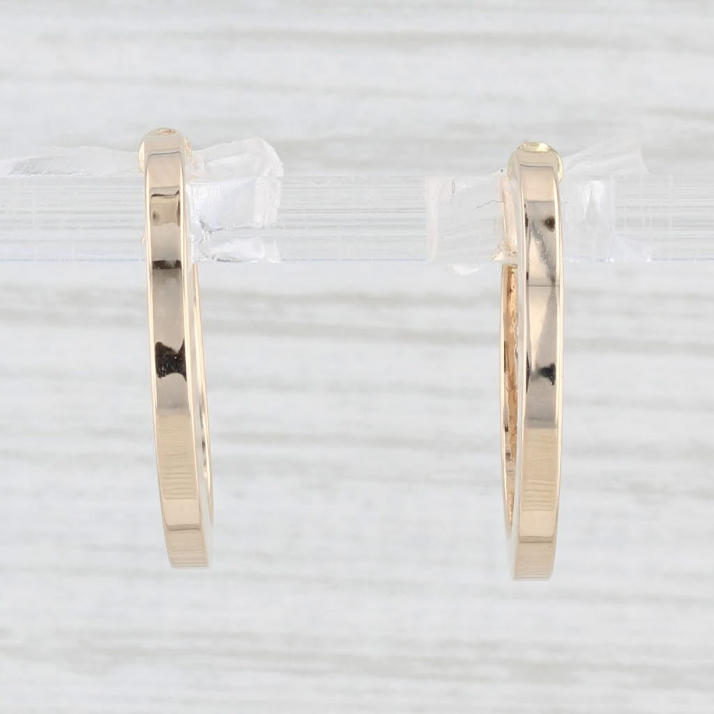 Light Gray New Round Hoop Earrings 14k Yellow Gold Pierced Hoops Snap Top