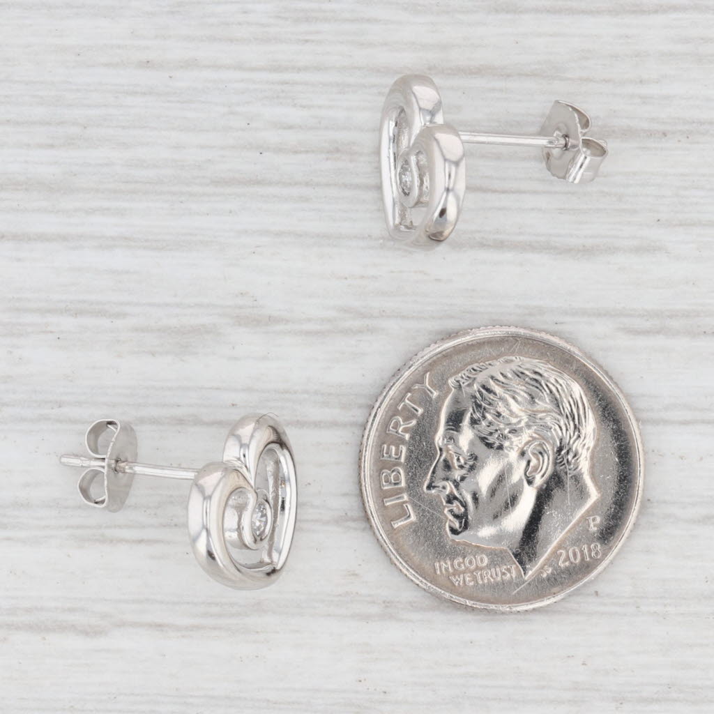 Diamond Heart Stud Earrings 900 Platinum Pierced Open Heart Studs