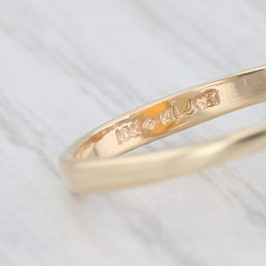 Light Gray Yellow Opal Oval Cabochon Solitaire Ring 14k Yellow Gold Size 6.25