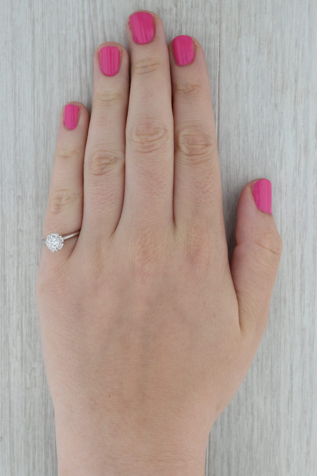 Dark Gray Vintage 0.48ctw Diamond Engagement Ring 14k White Gold Size 6.25 Round Brilliant