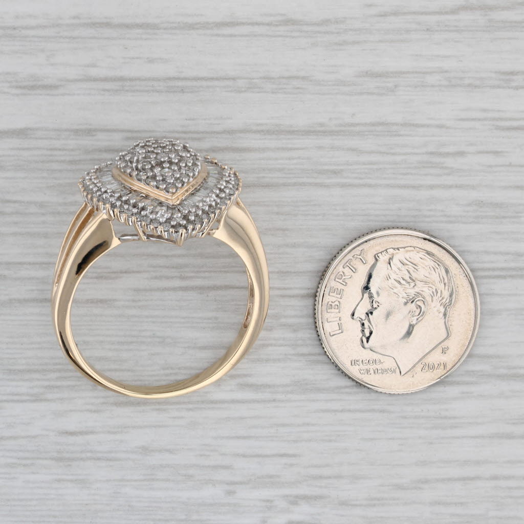 Gray Diamond Cluster Teardrop Ring 10k Yellow Gold Size 9.75