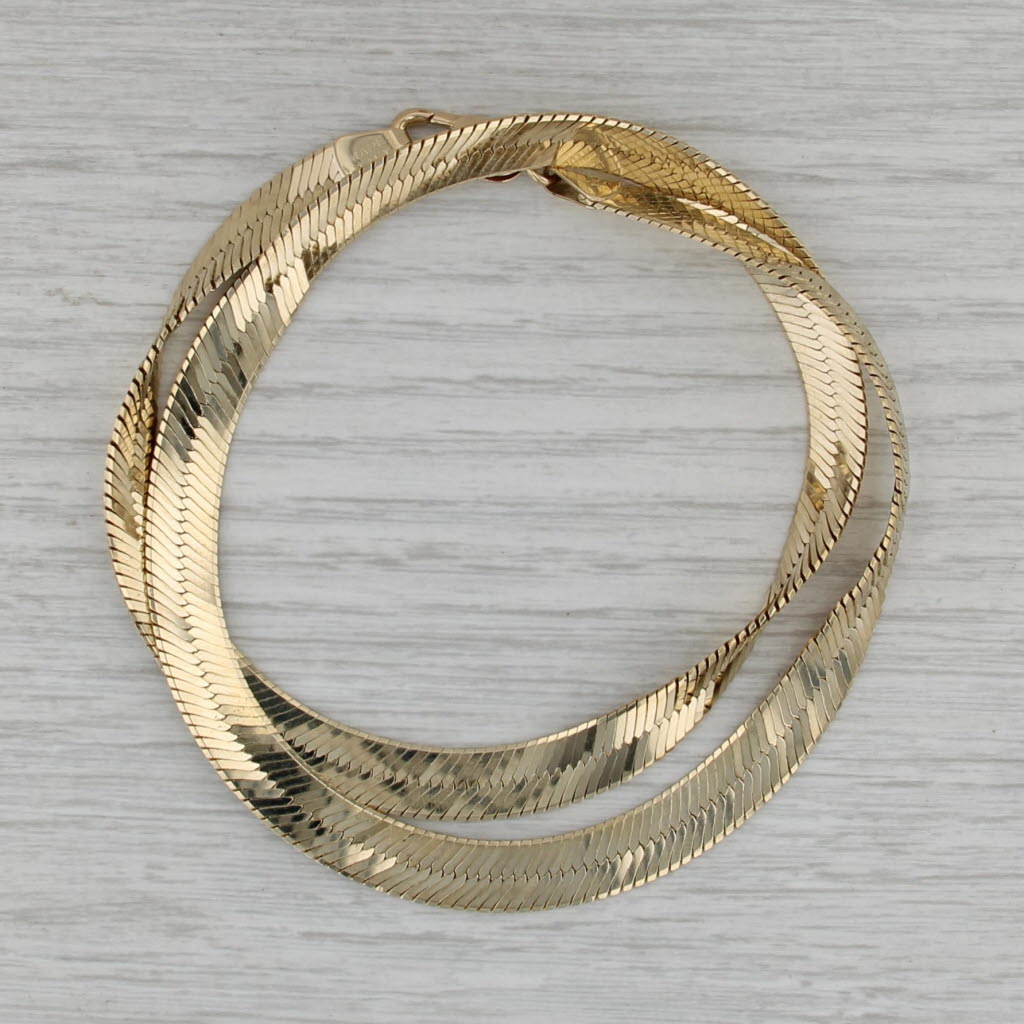 18" Herringbone Necklace 14k Yellow Gold 7.6mm Italy
