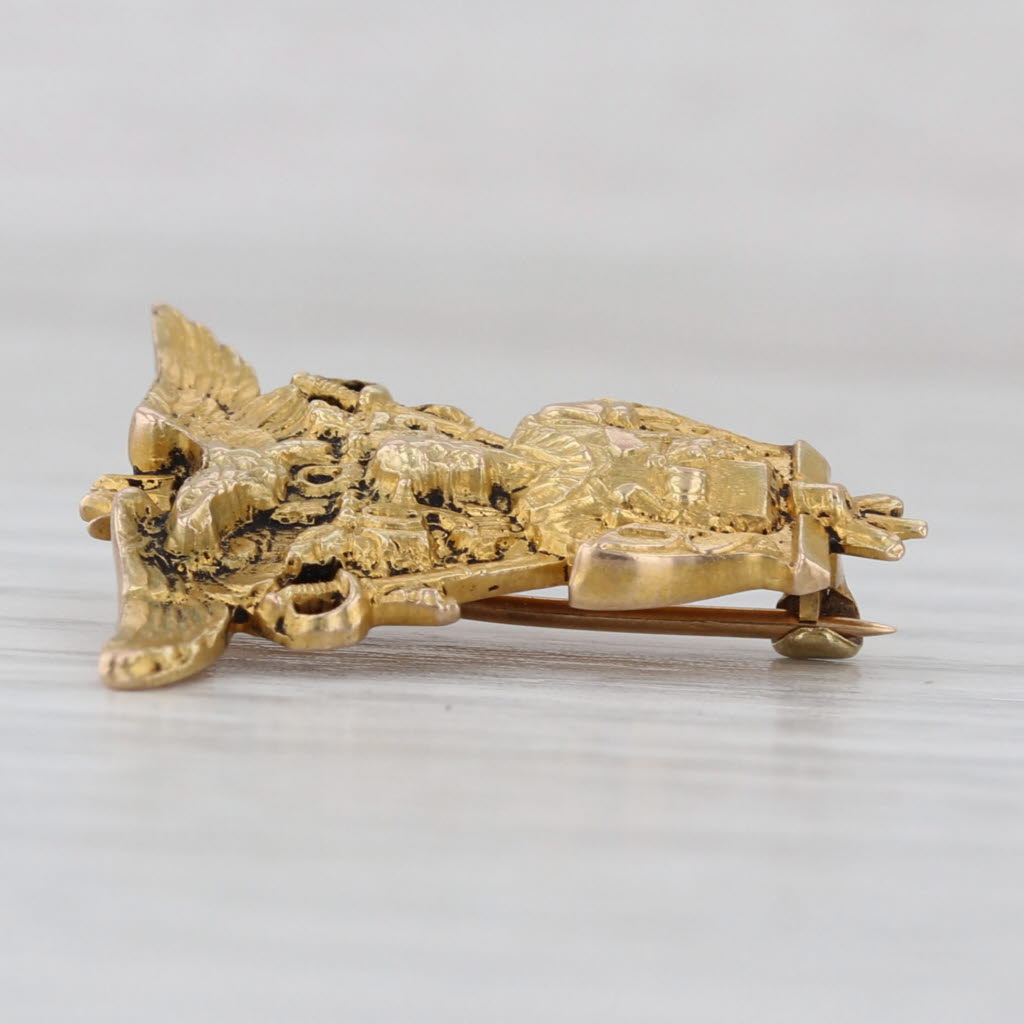USNA 1925 Naval Academy Pin 14k Gold Figural Eagle Signet Antique Military