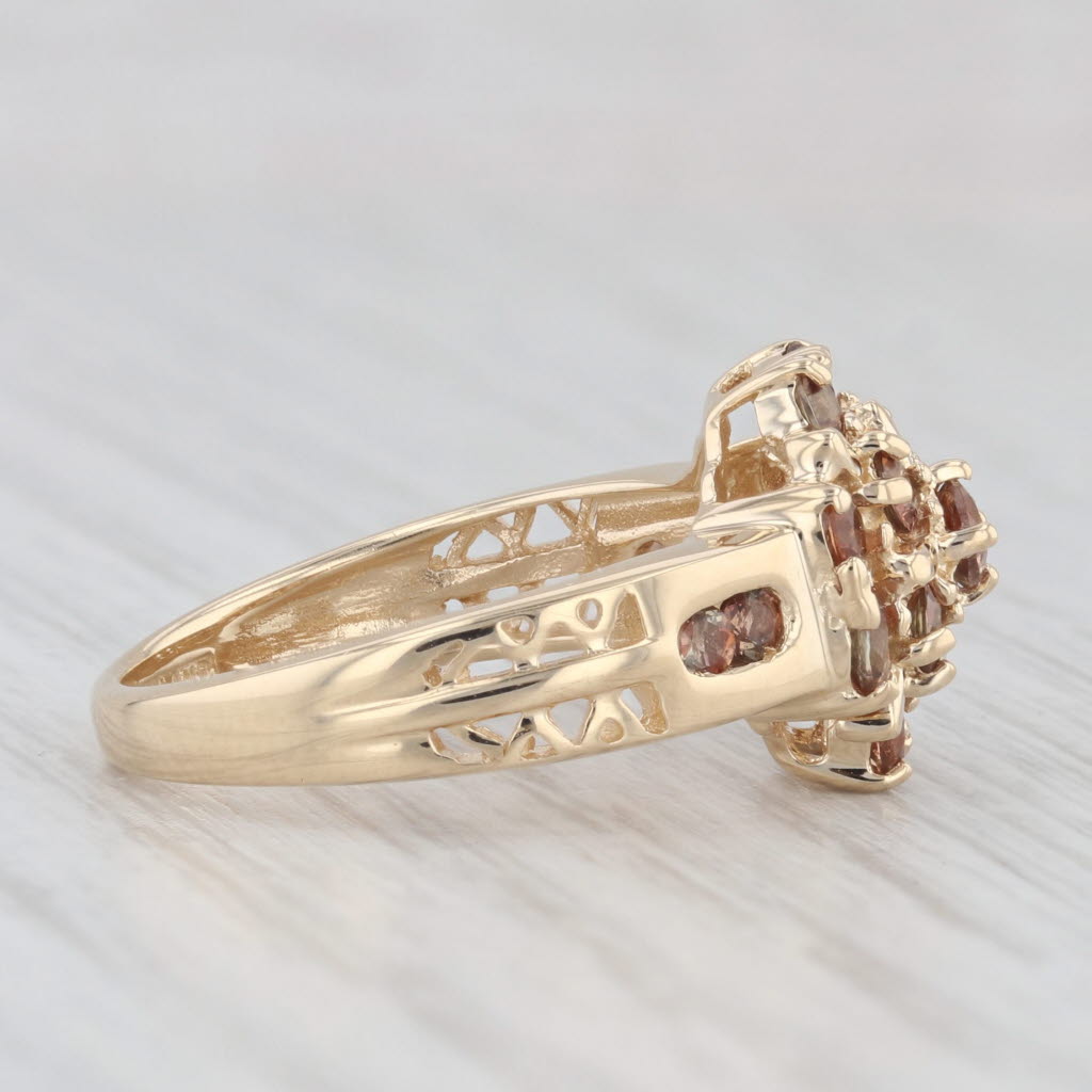 Light Gray 1.04ctw Andalusite Cluster Flower Ring 14k Yellow Gold Size 6.25
