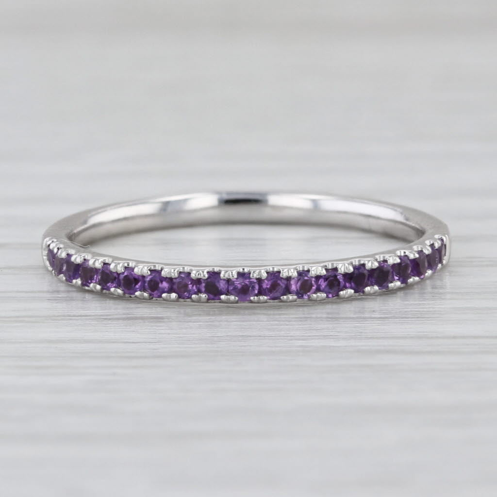 0.26ctw Amethyst Stackable Ring 14k White Gold Size 9.25 Wedding Band