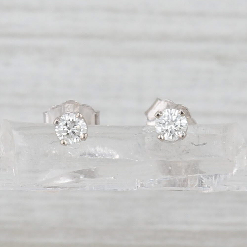 0.15ctw Diamond Stud Earrings 14k White Gold Round Solitaire Studs