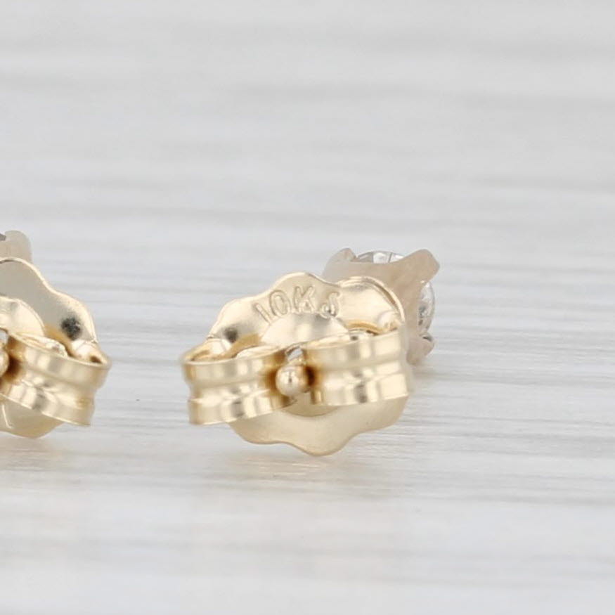 Light Gray 0.10ctw Round Diamond Solitaire Stud Earrings 10k Yellow Gold