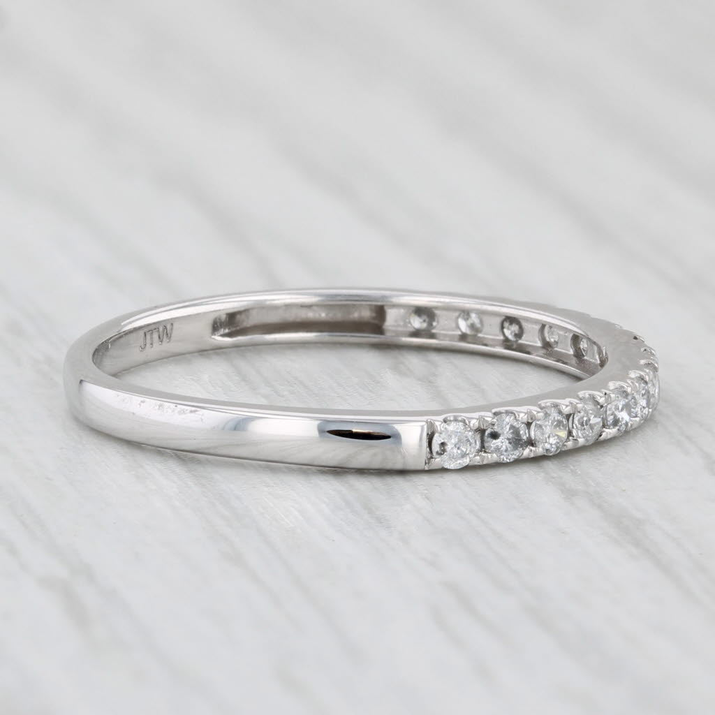 Light Gray 0.24ctw Diamond Wedding Band 10k White Gold Size 7 Stackable Anniversary Ring