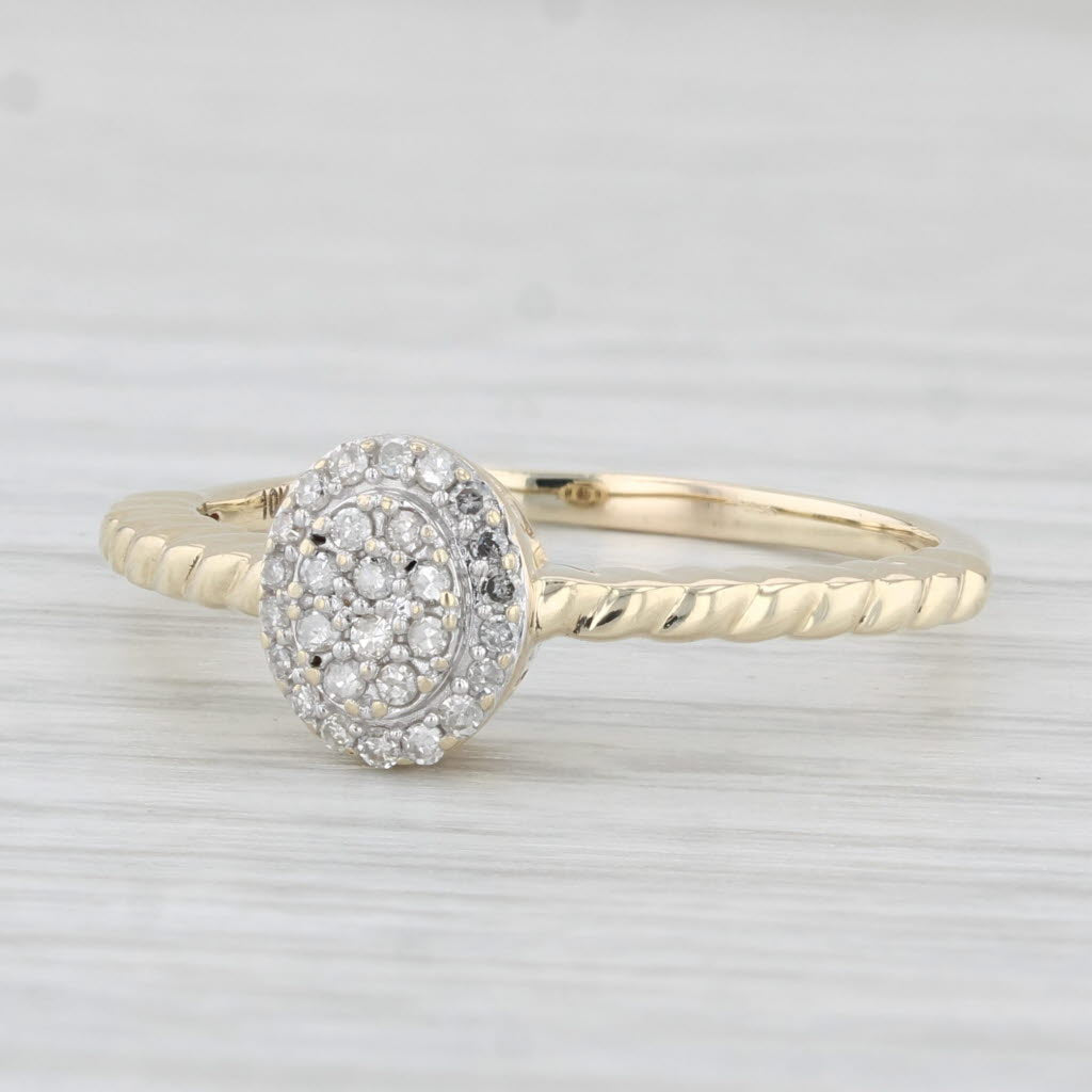 Light Gray Oval Diamond Cluster Ring 10k Yellow Gold Size 8.75 Engagement