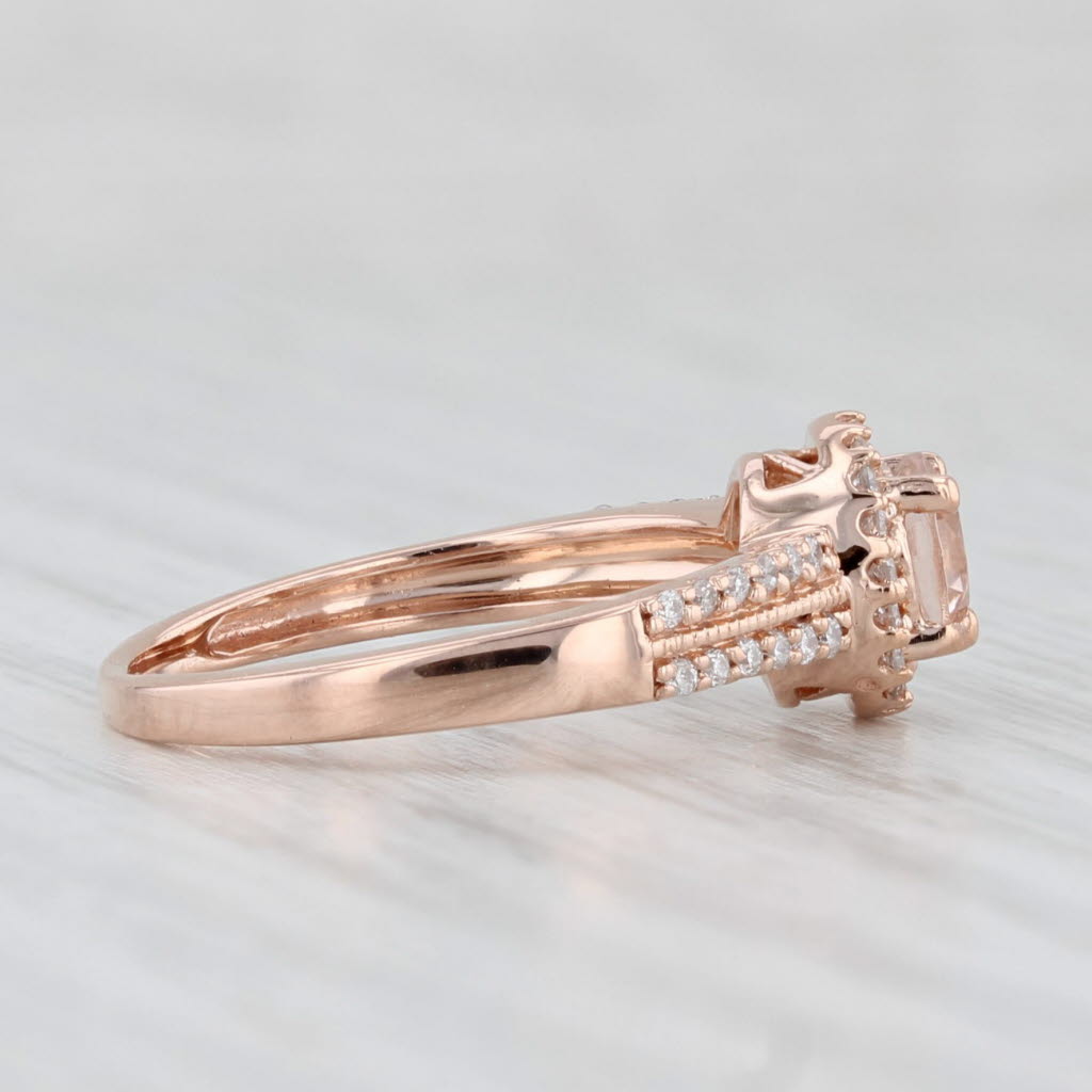 Light Gray 0.50ctw Morganite Diamond Halo Ring 14k Rose Gold Size 4.75 Engagement