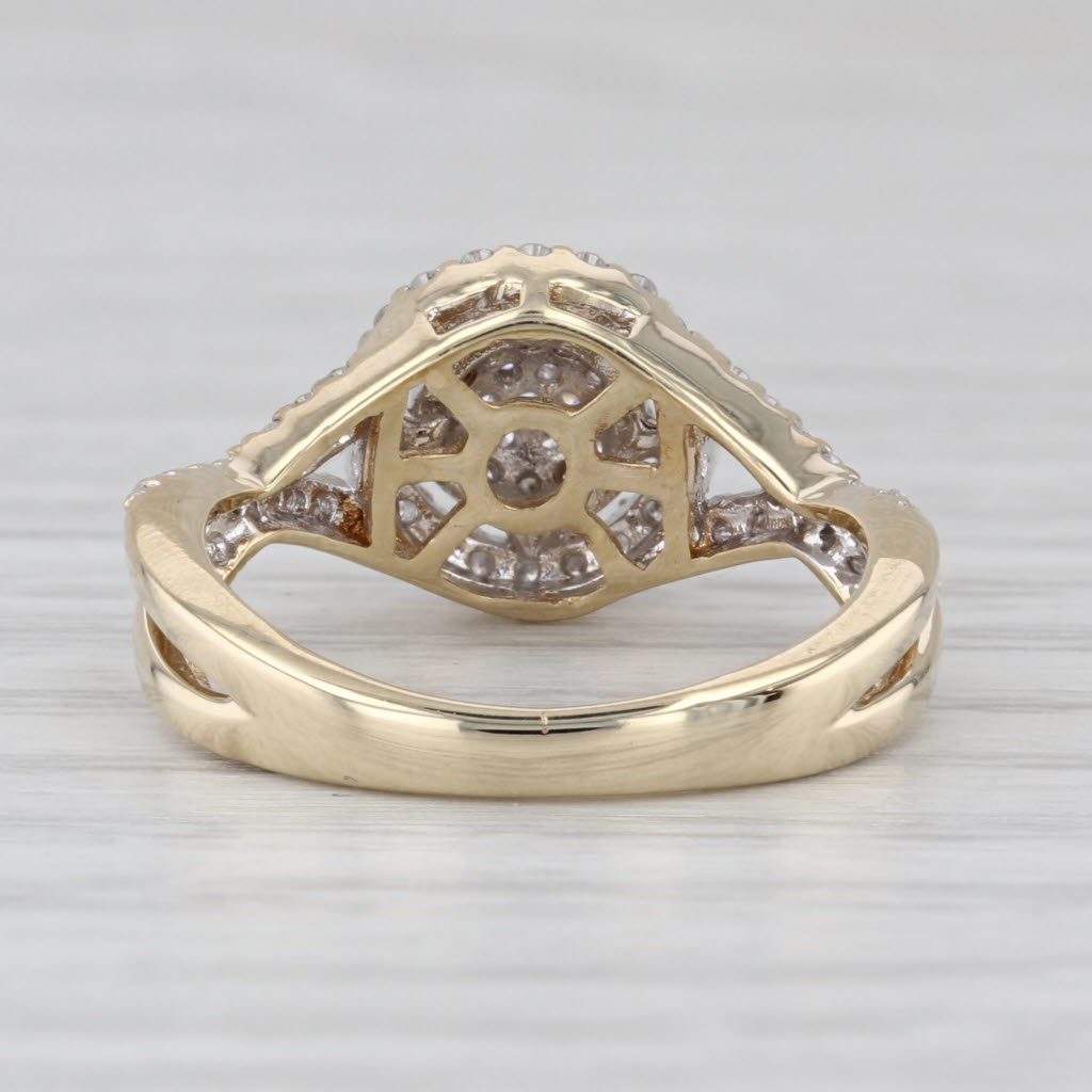 0.40ctw Diamond Cluster Halo Engagement Ring 10k Yellow Gold Size 7