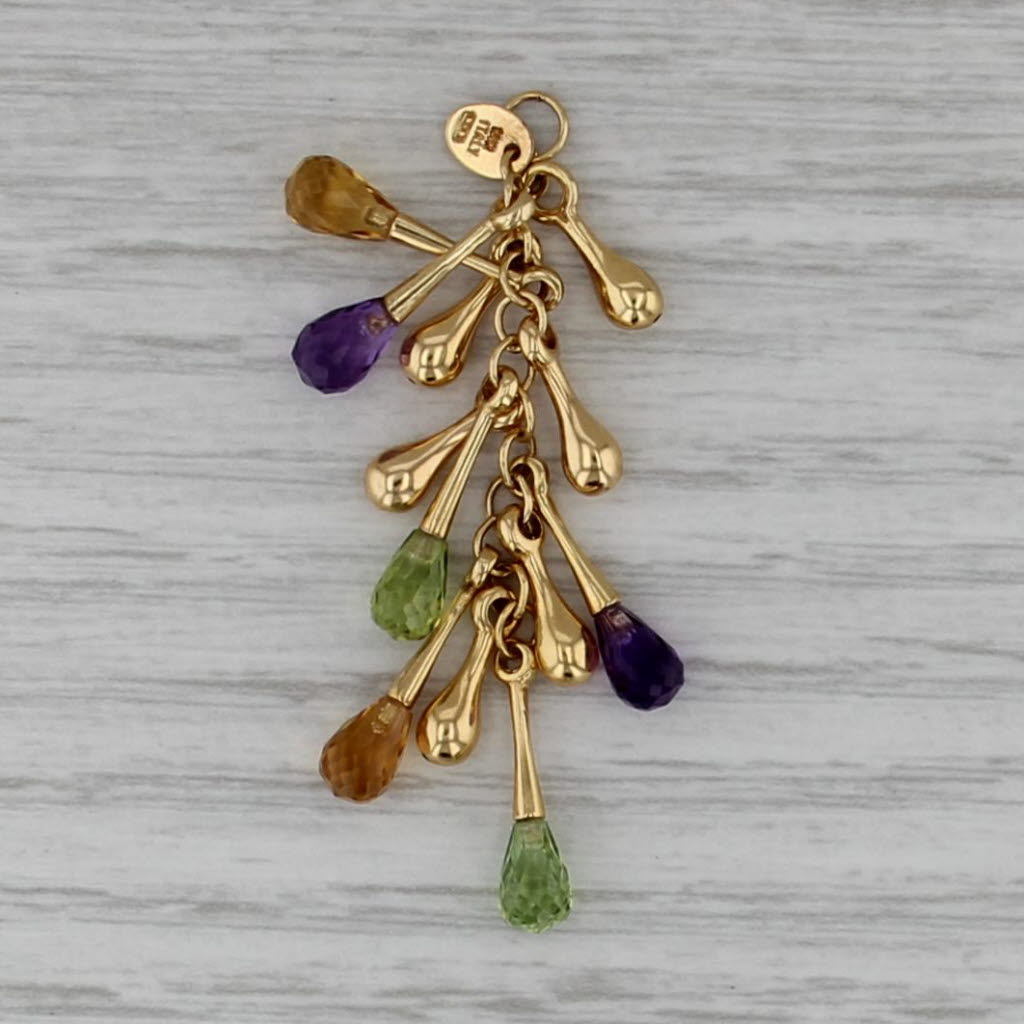 Roberto Coin Gemstone Briolette Fringe Pendant 18k Gold Peridot Citrine Amethyst