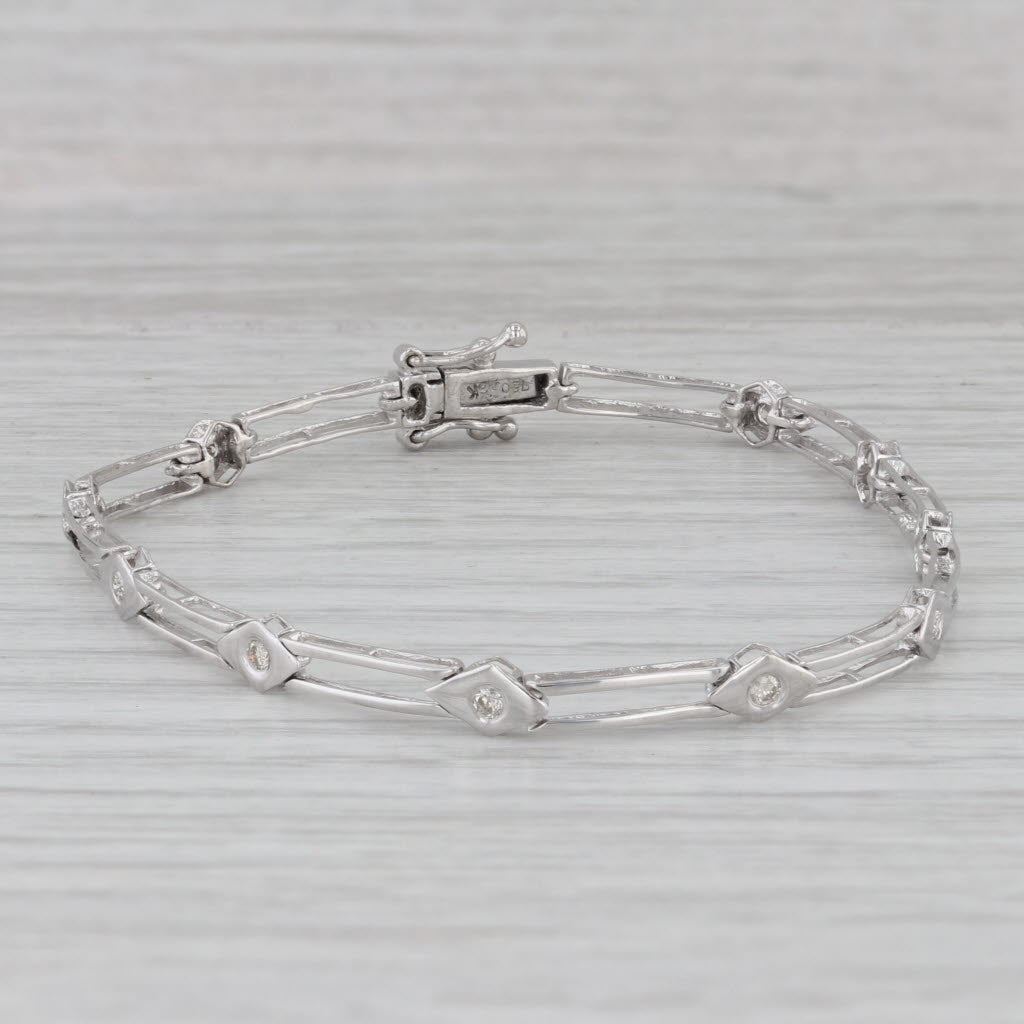 Gray 0.20ctw Diamond Tennis Bracelet 18k White Gold 6" 4mm