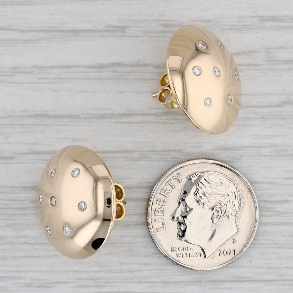 Gray 0.15ctw Diamond Dot Button Stud Earrings 14k Yellow Gold