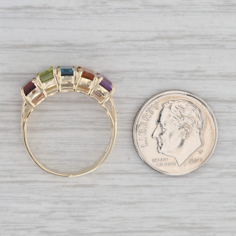 3ctw Rainbow Gemstone Ring 10k Gold Size 7 Amethyst Citrine Topaz Peridot Garnet