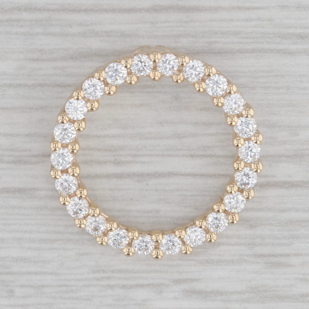 Gray 0.70ctw Cubic Zirconia Eternity Circle Pendant 14k Yellow Gold