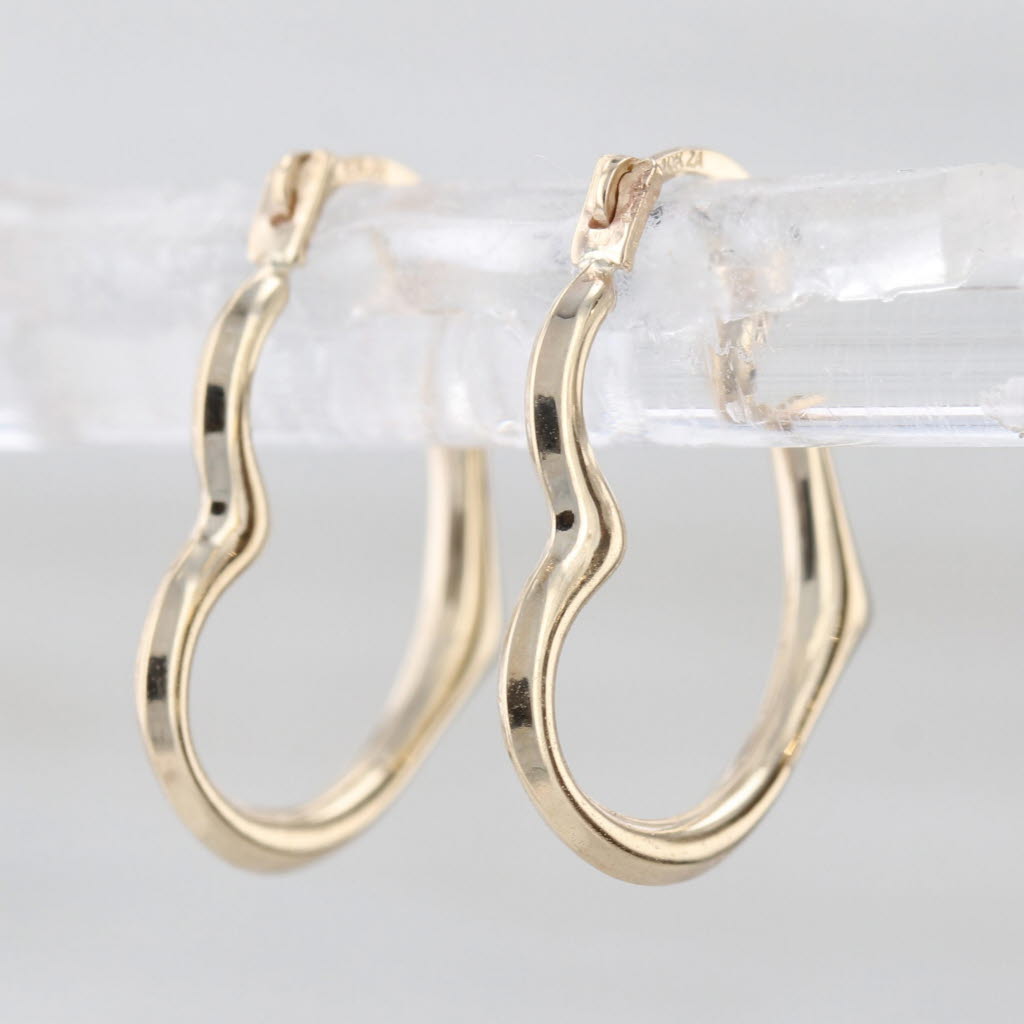 Open Heart Hoop Earrings 10k Yellow Gold Snap Top Post Hoops