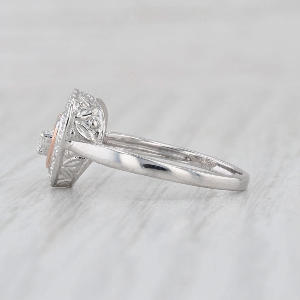 Diamond Double Heart Ring 14k White Rose Gold Size 7