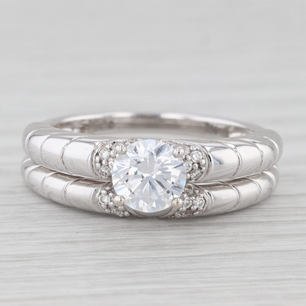 Light Gray New Peter Storm 0.11 ctw 18K Gold Accented Solitaire Size 6.5 Bridal Ring Set