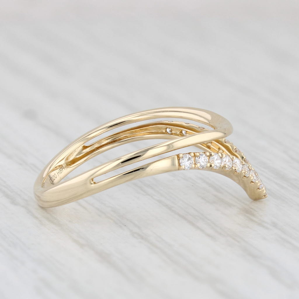 Light Gray 0.20ctw Diamond Contoured V Band Ring 14k Yellow Gold Size 6.5 Stackable