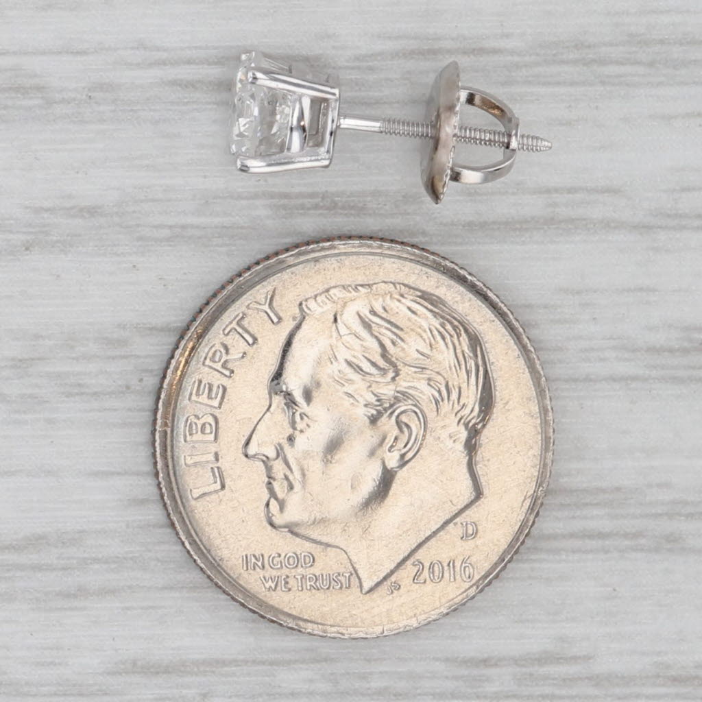 Gray 0.55ctw Diamond Round Brilliant Solitaire Single Stud Earring 14k White Gold