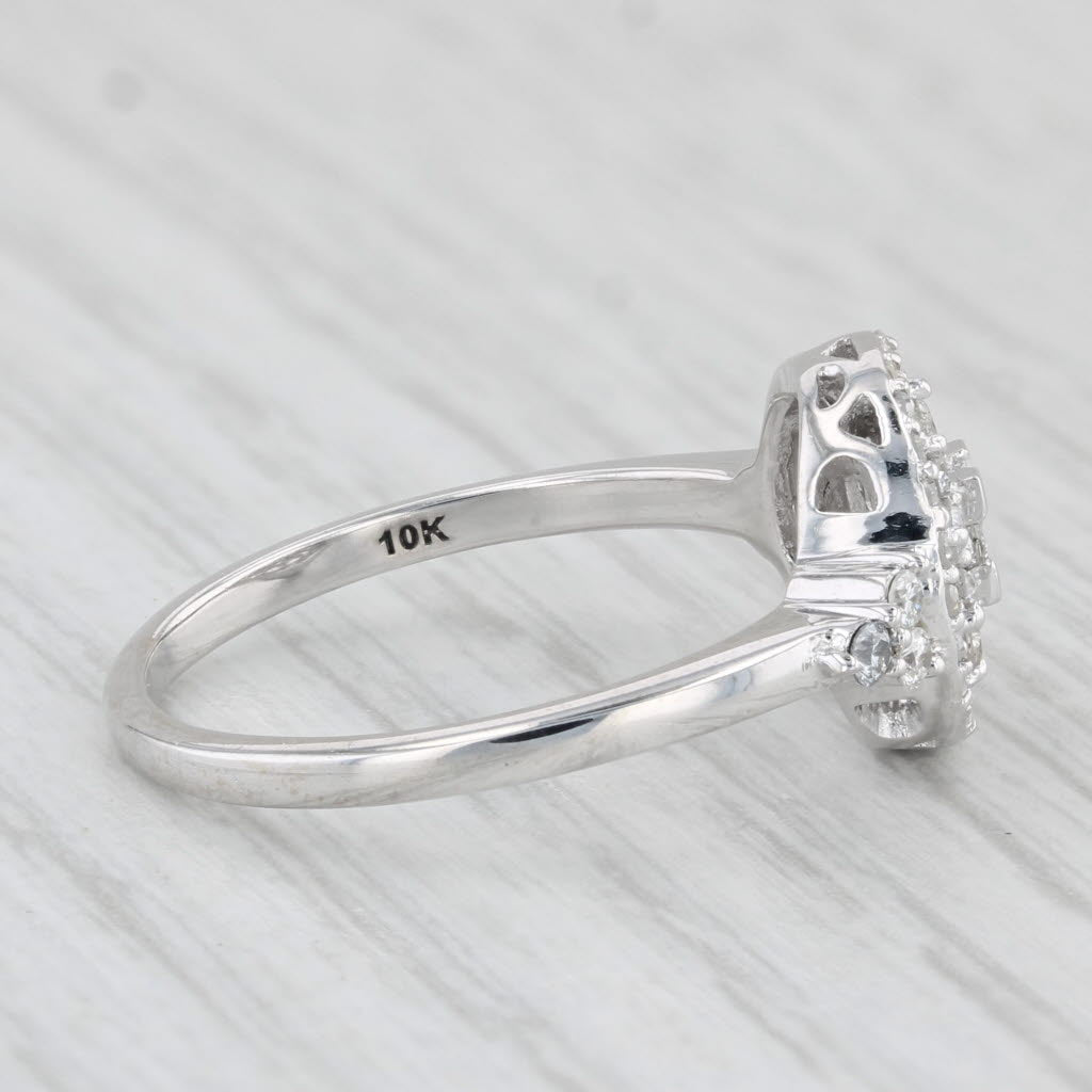 Light Gray 0.40ctw Diamond Flower Ring 10k White Gold Size 7 Engagement Cluster Halo