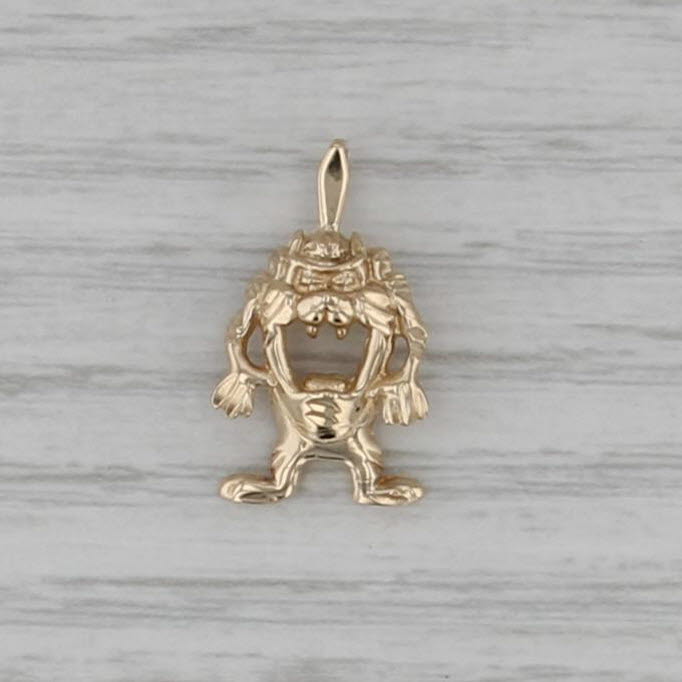 Tasmanien Devil Pendant 14k Yellow Gold WB Cartoon Taz