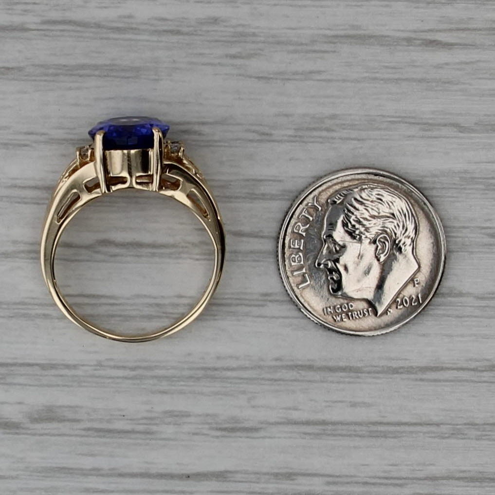 3.32ctw Oval Tanzanite Diamond Ring 14k Yellow Gold Size 5.25