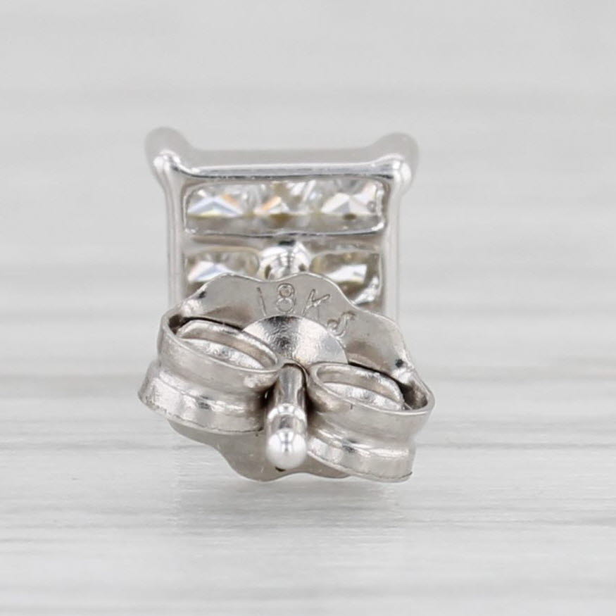 Light Gray 0.20ctw Diamond Stud Earrings 18k White Gold Princess Solitaires