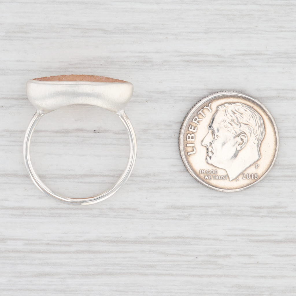New Nina Wynn Sand Druzy Quartz Sterling Silver Ring Statement Size 7