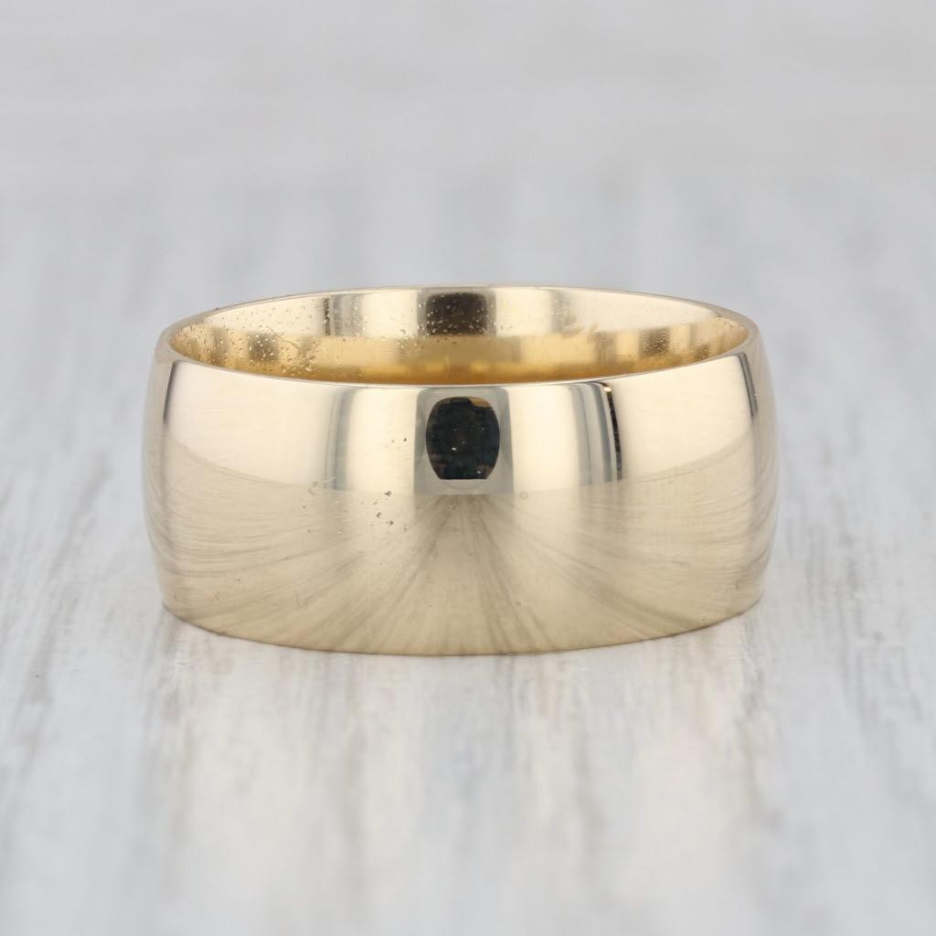 Polished Solid Gold Wide Band Ring 10k Yellow Gold Size 11-11-25 Men's Wedding