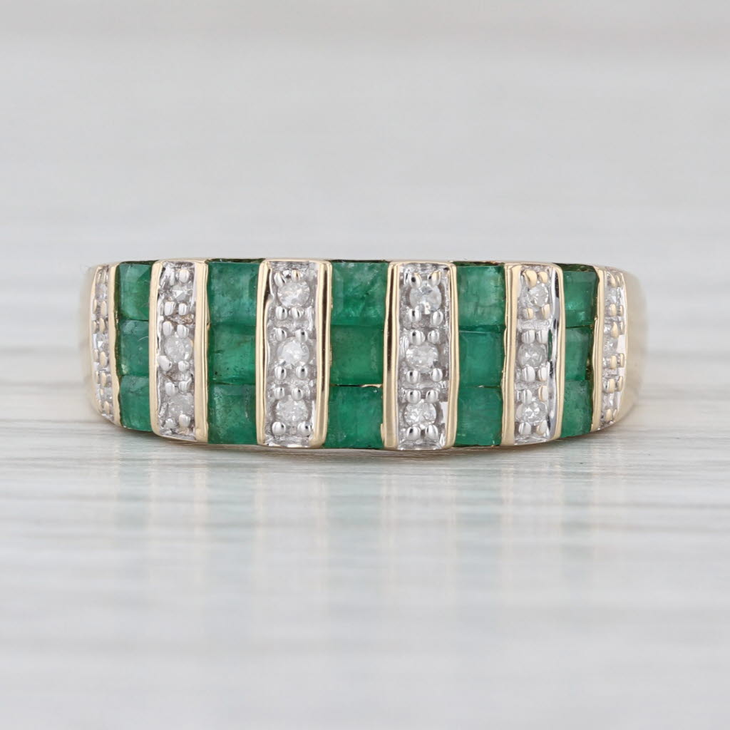 0.75ctw Emerald Diamond Ring 14k Yellow Gold Size 7.25 Stackable