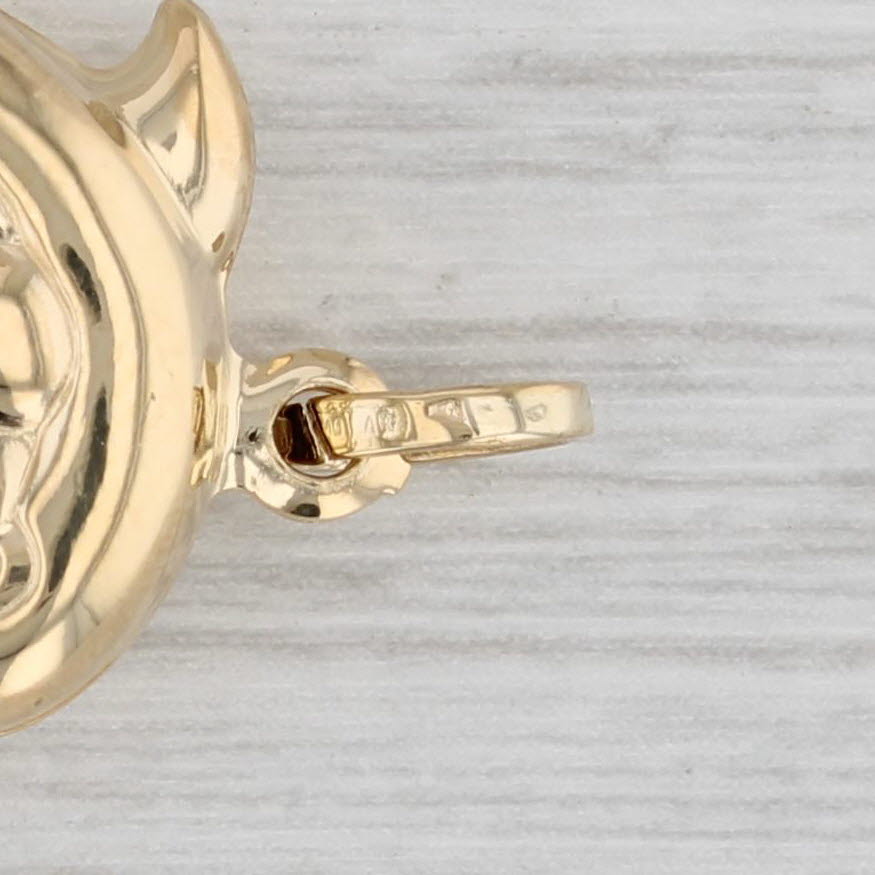 Gray Dolphin Pendant 18k Yellow Gold Nautical Beach Theme Charm